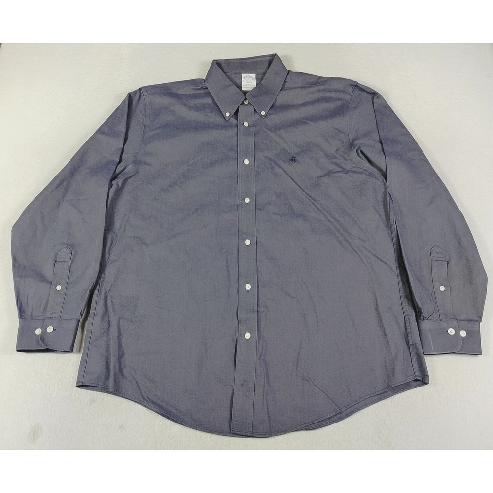 Brooks Brothers Shirt Mens XL Blue Regent Non Iron Supima Cotton Business Casual